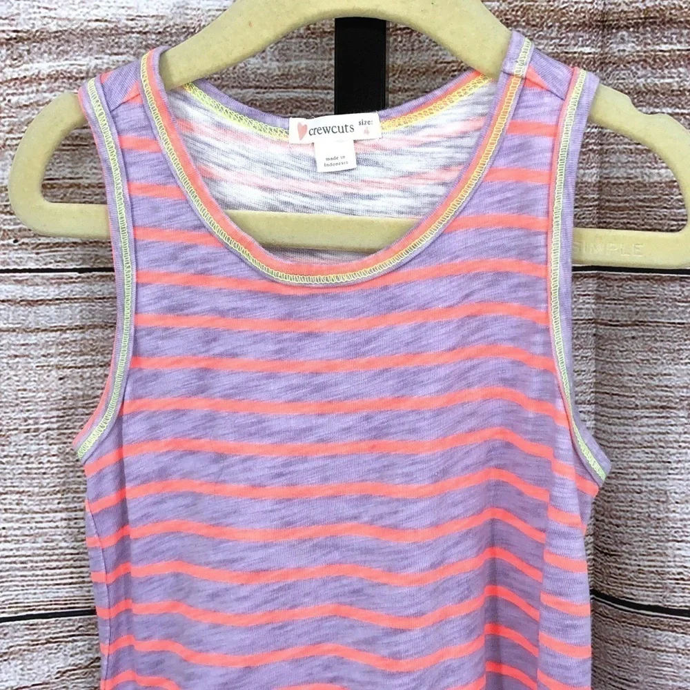 Crewcuts Purple and Pink Striped Tank Dress Size 4